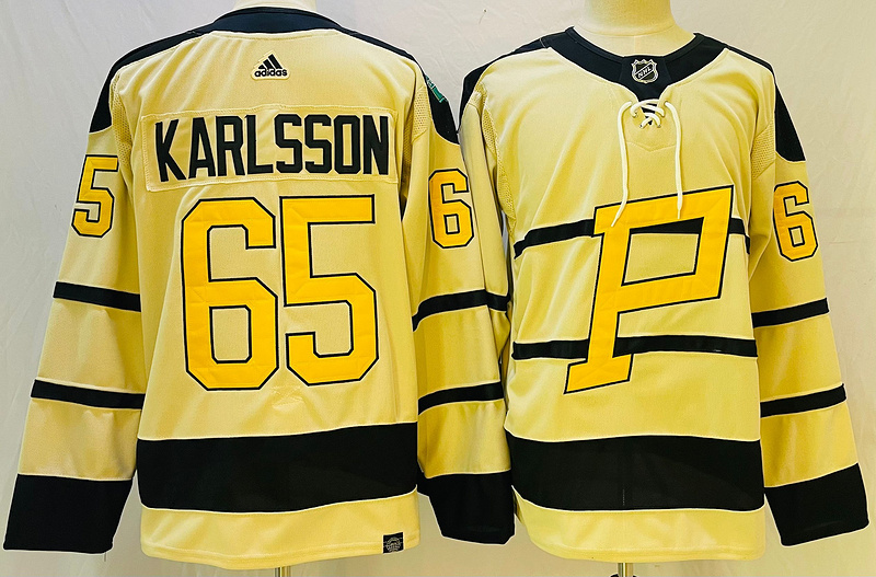 Men's Pittsburgh Penguins Erik Karlsson #65 Yellow Jersey